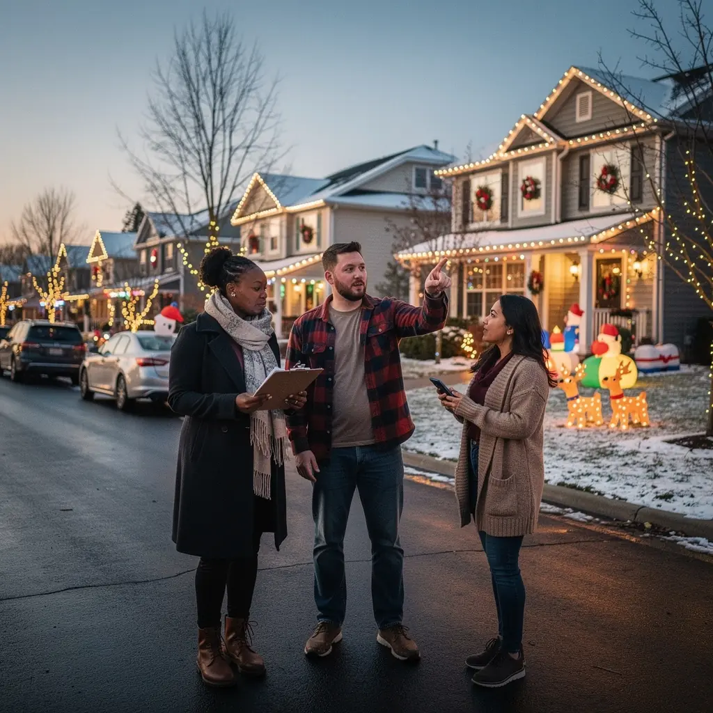 Wizytówki z informacjami o lokalnych atrakcjach turystycznych w urokliwym miasteczku.